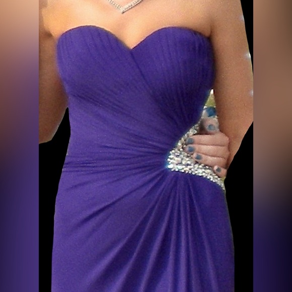 Women’s Sparkly Purple Long Prom Dress - Picture 3 of 4